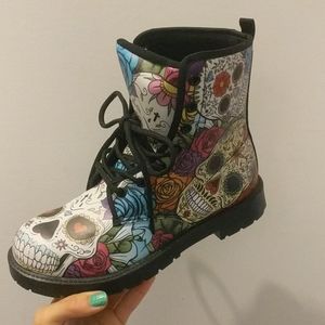 Sugar skull combat boots